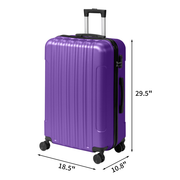 三合一竖纹磨砂箱壳非TSA海关锁28寸拆卸轮 ABS拉杆箱 20in 24in 28in ABS 全配色紫色-4