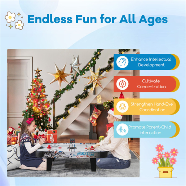 42英寸室内空气曲棍球游戏桌，易于组装和清洁，LED/手动记分器稳定结构-16