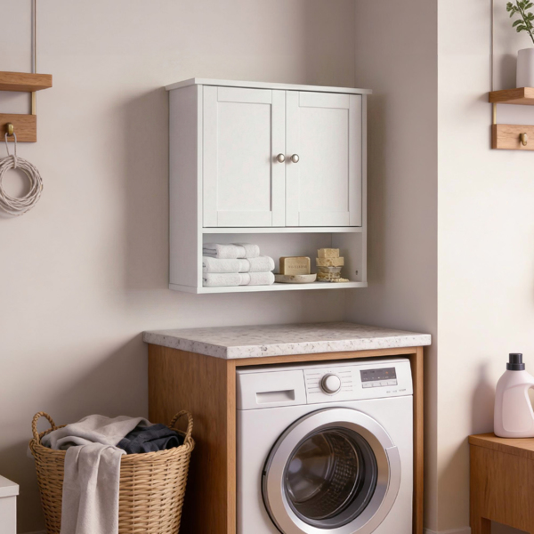 白色 E1密度板喷漆 60*20*60cm 双门一搁架 浴室壁柜-14