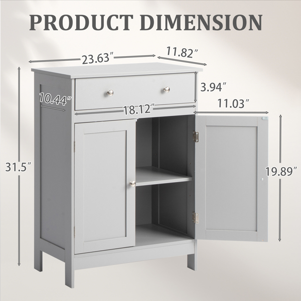 灰色 刨花板三胺贴面 60*30*80cm 双门 单抽 浴室立柜-11