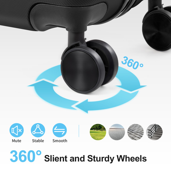 三合一竖纹磨砂箱壳非TSA海关锁28寸拆卸轮 ABS拉杆箱 20in 24in 28in ABS 全配色黑色-22