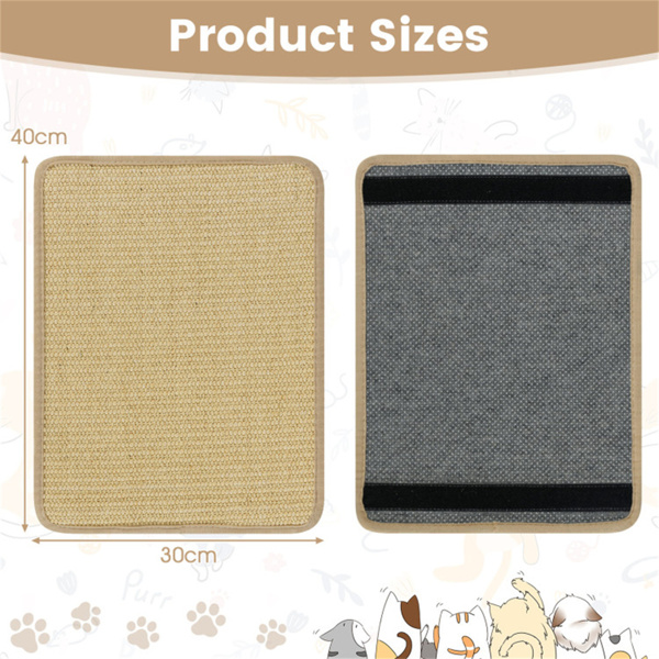 16 x 12英寸天然6件套抓猫垫，剑麻材料防滑乳胶背衬家具保护套-5