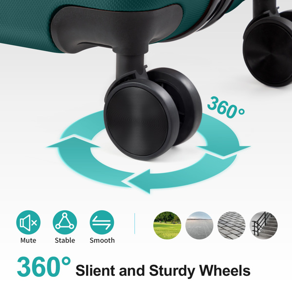 三合一竖纹磨砂箱壳非TSA海关锁28寸拆卸轮 ABS拉杆箱 20in 24in 28in ABS 全配色墨绿色-21