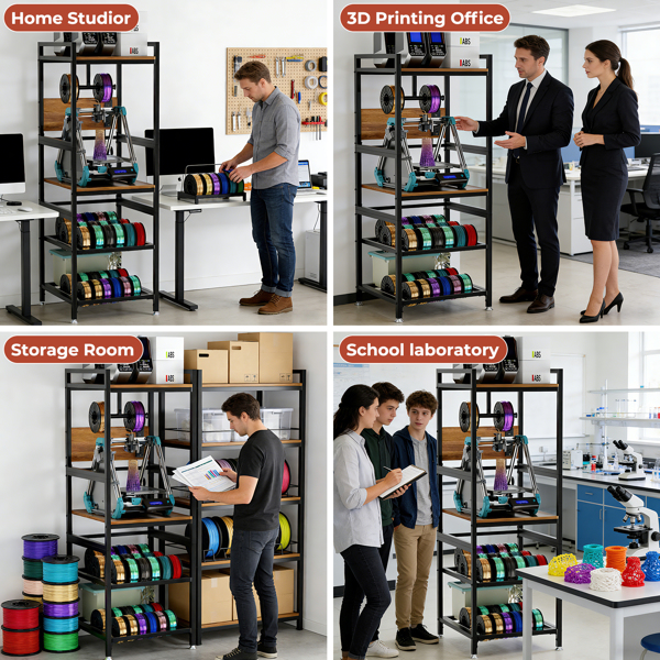 3D打印机支架，带耗材存储功能，重型金属框架，T型耗材支架，内置电源面板，开放式框架设计，适用于家庭和工作室的打印机工作站--不支持self-pick up且不支持指定仓库发货-7