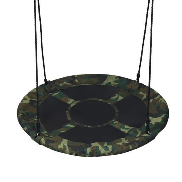 重型钢制圆树秋千，600D牛津+PP布料，330LBS负载可调高度，适合后院公园-5