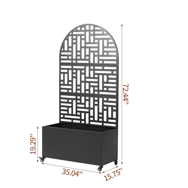 91.5*38*180CM  3层半圆弧顶 网格拆装式 带轮铁花架种植筐 黑色 铁种植-1