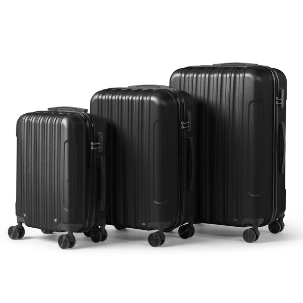 三合一竖纹磨砂箱壳非TSA海关锁28寸拆卸轮 ABS拉杆箱 20in 24in 28in ABS 全配色黑色-15