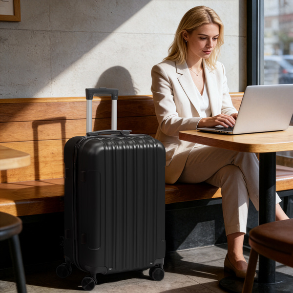 三合一竖纹磨砂箱壳非TSA海关锁28寸拆卸轮 ABS拉杆箱 20in 24in 28in ABS 全配色黑色-5