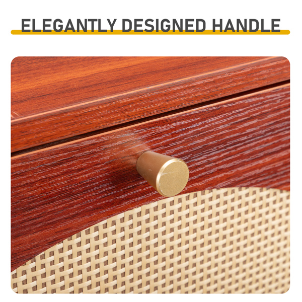 藤面3翻斗 鞋柜 刨花板 54*24*135 cm  棕色-7