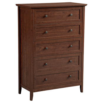 棕色（1061实木樱桃） P2 刨花板+密度板 三胺 80*40*115cm  拼框 双把手五抽 抽屉柜