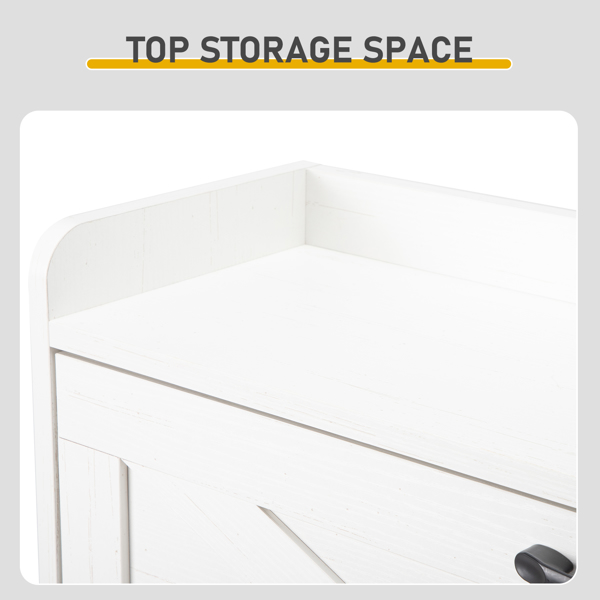 谷仓门3翻斗柜顶部有挡板 鞋柜 刨花板 80*24*145cm 做旧白-8