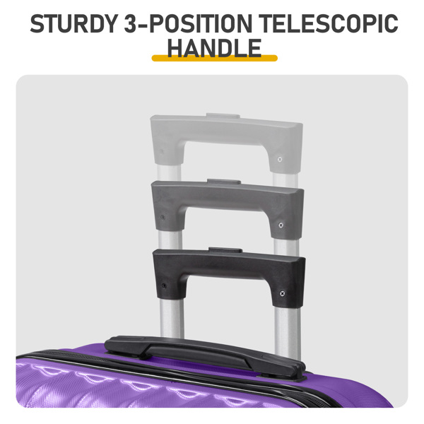 三合一竖纹磨砂箱壳非TSA海关锁28寸拆卸轮 ABS拉杆箱 20in 24in 28in ABS 全配色紫色-11