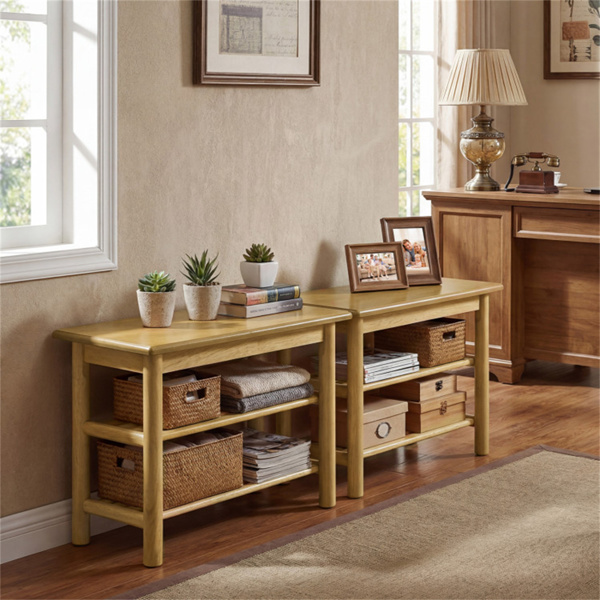 天然橡胶木3层鞋架工作台24“485LBS容量入口储物台-7