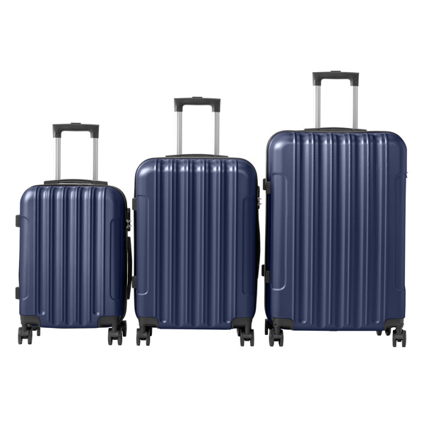 三合一竖纹磨砂箱壳非TSA海关锁28寸拆卸轮 ABS拉杆箱 20in 24in 28in ABS 全配色藏青色-12