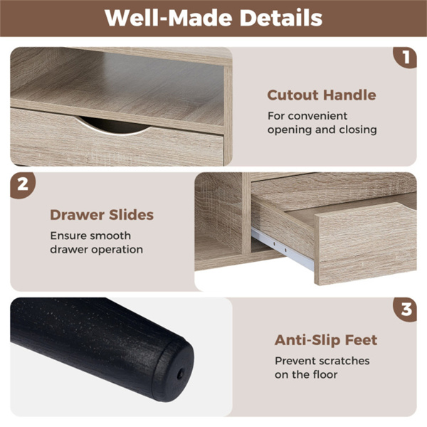 36.5英寸乡村咖啡桌，带抽屉和开架，客厅用工程木中央桌 自然色-5