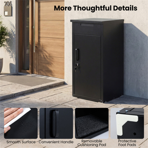 2合1可锁定邮箱和包裹投递箱，室外镀锌钢（黑色）-10