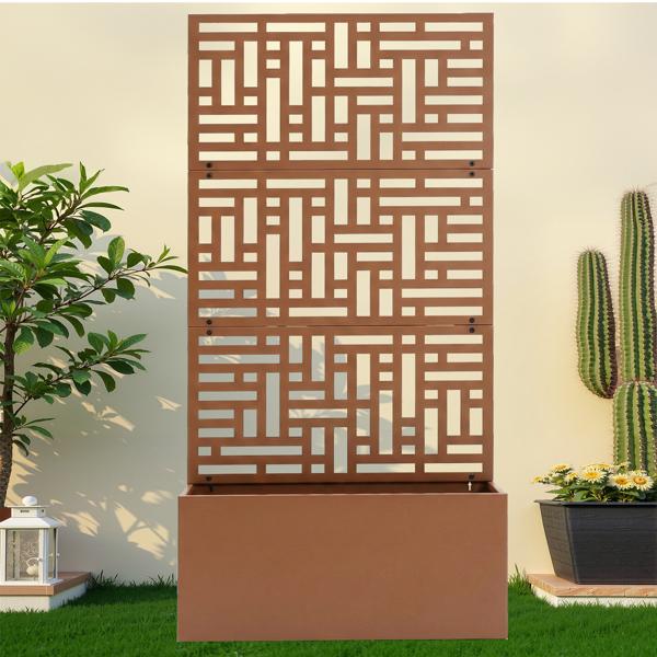 91.5*38*180CM  3层网格拆装式铁花架种植筐 棕色 铁种植-8