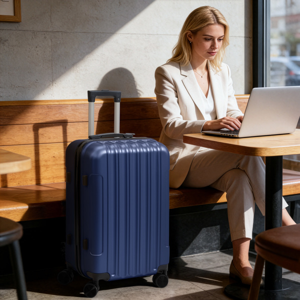 三合一竖纹磨砂箱壳非TSA海关锁28寸拆卸轮 ABS拉杆箱 20in 24in 28in ABS 全配色藏青色-6