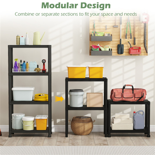 黑色4层车库储物架，PP材料，每架100LBS，免工具组装-8