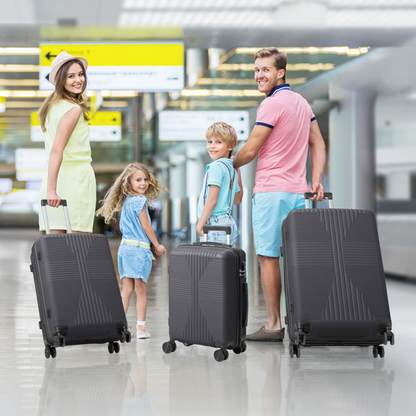 非TSA海关锁三合一 PP拉杆箱 20in 24in 28in PP 深灰色-16