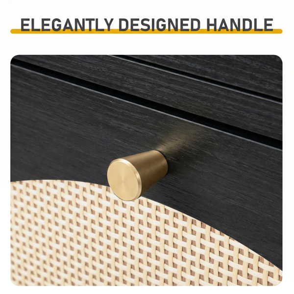 藤面2抽4翻斗 鞋柜 刨花板 105*24*110cm 黑色-8