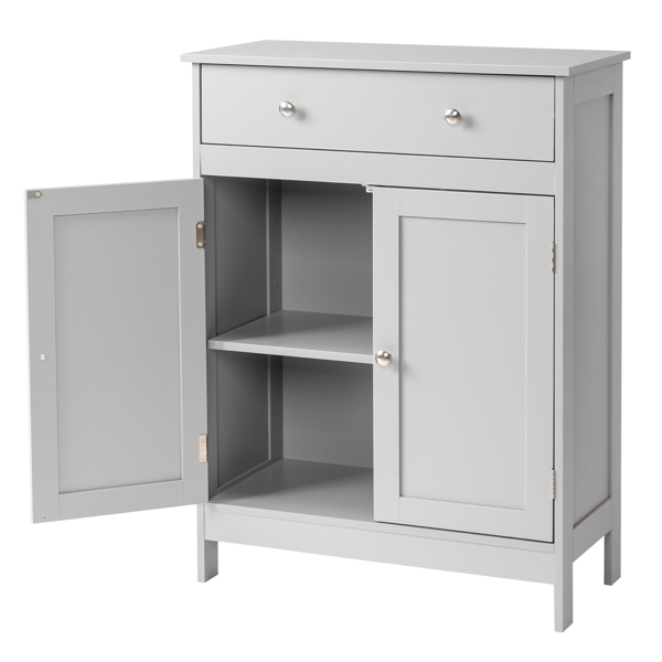 灰色 刨花板三胺贴面 60*30*80cm 双门 单抽 浴室立柜-6