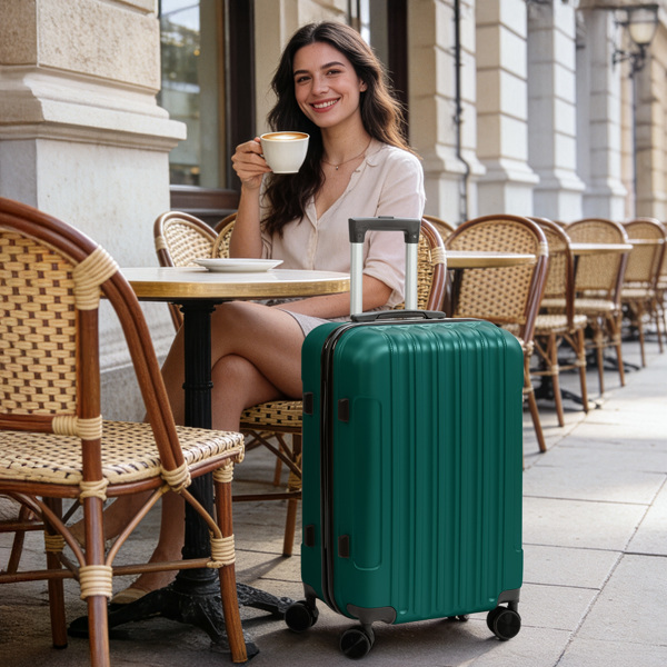 三合一竖纹磨砂箱壳非TSA海关锁28寸拆卸轮 ABS拉杆箱 20in 24in 28in ABS 全配色墨绿色-5