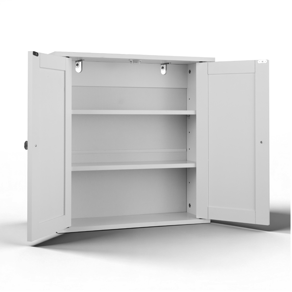 白色 E1密度板喷漆 60*18*60cm 双门2搁架 浴室壁柜-4