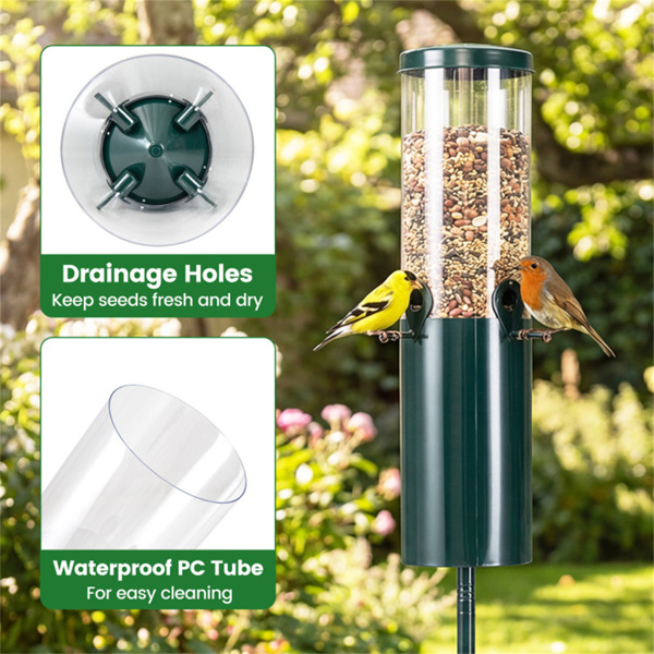防松鼠立式喂鸟器，4个喂食口，采用重型金属和PC结构-8