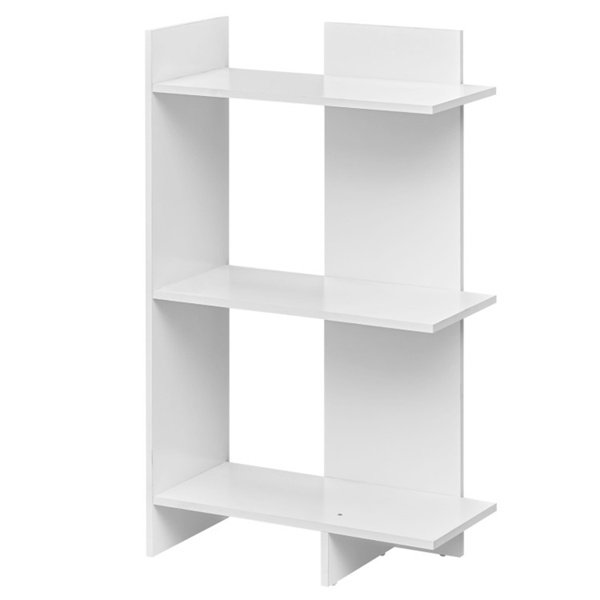 白色三层木制书架，每架66磅工程板防倾倒套件-3