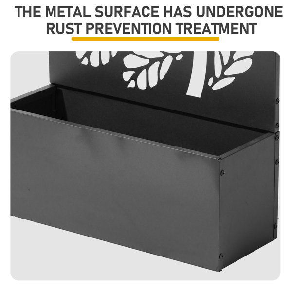 61*23.5*110CM 2层树纹款花架种植筐 黑色 铁种植-4