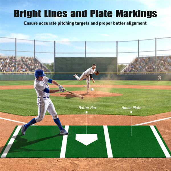 10英尺x 3英尺垒球投球垫，带人造草皮，室内外训练辅助工具，用于投球练习-绿色-3