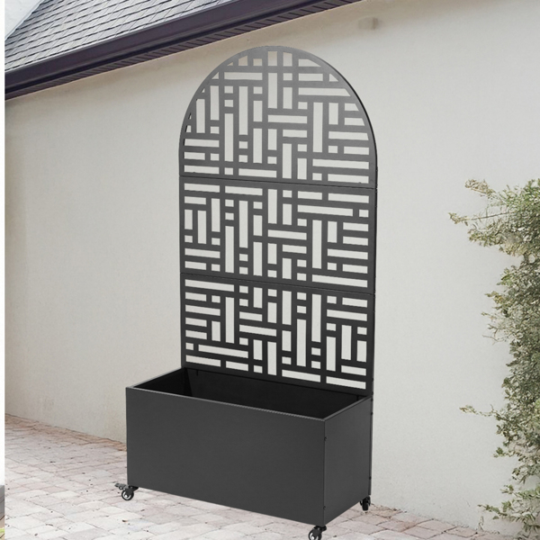 91.5*38*180CM  3层半圆弧顶 网格拆装式 带轮铁花架种植筐 黑色 铁种植-9