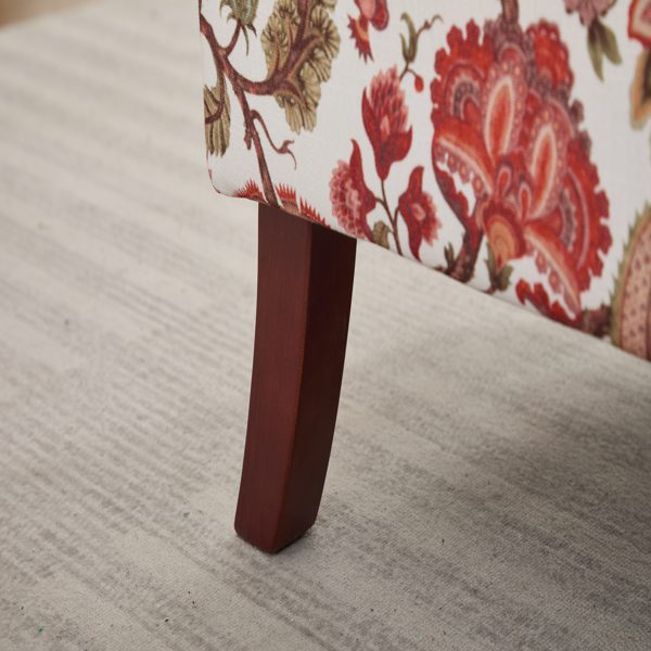 现代风格休闲椅，搭配复古木质椅腿，舒适软垫扶手椅，花卉图案单人沙发椅，适合客厅、卧室、办公室使用 - 花卉红色-24