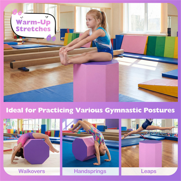 八角翻滚垫，后弯运动训练垫，粉色和紫色人造皮革泡沫垫​-10