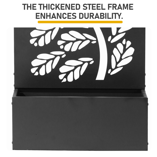 61*23.5*110CM 2层树纹款花架种植筐 黑色 铁种植-6