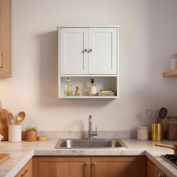 白色 E1密度板喷漆 60*20*60cm 双门一搁架 浴室壁柜-11