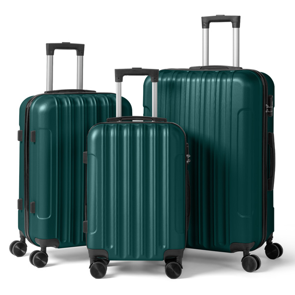 三合一竖纹磨砂箱壳非TSA海关锁28寸拆卸轮 ABS拉杆箱 20in 24in 28in ABS 全配色墨绿色-25