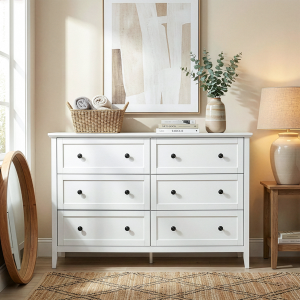 白色浮雕（SG014FD ） P2 刨花板+密度板 三胺 120*40*80cm 拼框 双排双把手六抽 抽屉柜-10