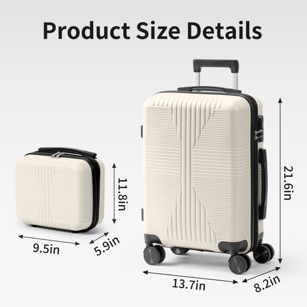 非TSA海关锁二合一 PP拉杆箱 12in 20in PP 米白色-18
