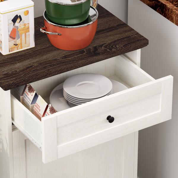 10加仑倾斜式垃圾柜，独立式垃圾桶柜，木质垃圾回收柜，带隐藏式抽屉，宠物防翻垃圾桶架，适用于厨房客厅，仿古白色（不含垃圾桶）--不支持self-pick up且不支持指定仓库发货-27