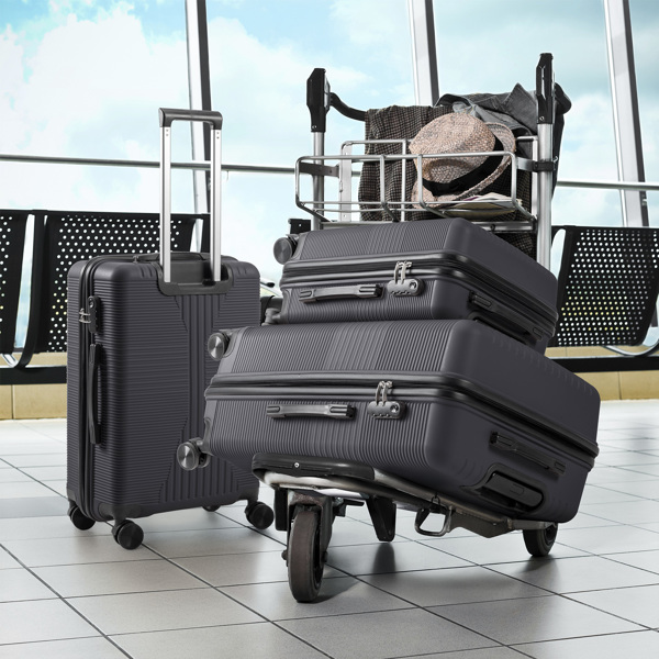 非TSA海关锁三合一 PP拉杆箱 20in 24in 28in PP 深灰色-17