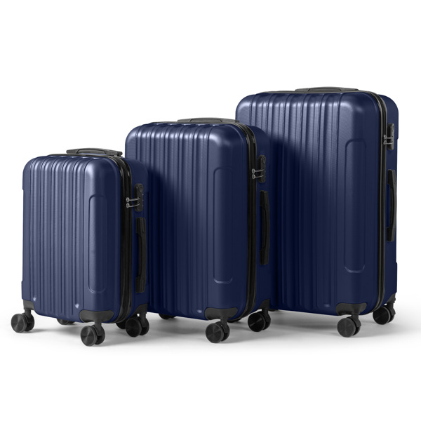 三合一竖纹磨砂箱壳非TSA海关锁28寸拆卸轮 ABS拉杆箱 20in 24in 28in ABS 全配色藏青色-14