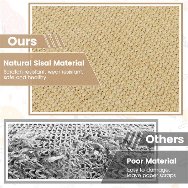 16 x 12英寸天然6件套抓猫垫，剑麻材料防滑乳胶背衬家具保护套-3