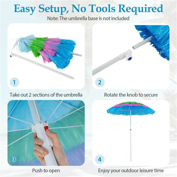 6英尺茅草提基露台伞，带按钮倾斜的热带户外伞（多色）-5