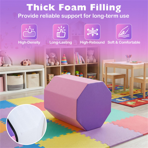 八角翻滚垫，后弯运动训练垫，粉色和紫色人造皮革泡沫垫​-6