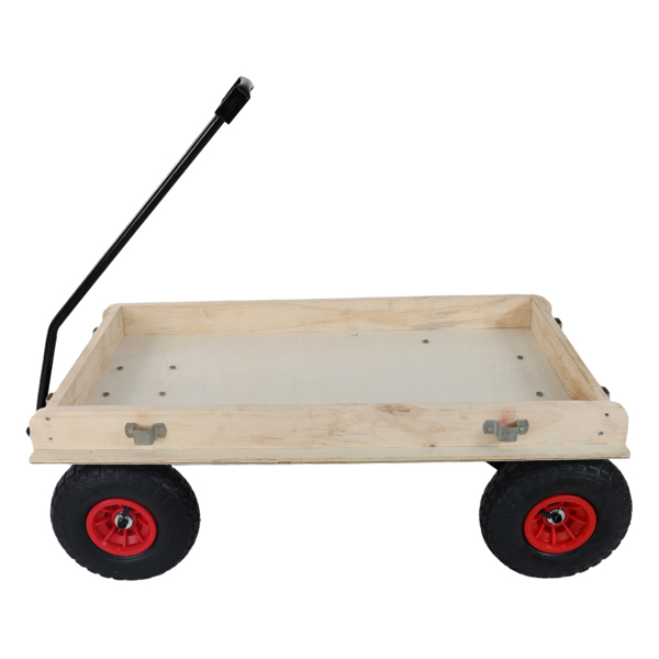 红色木制手推车，带折叠把手，重型全地形儿童手推车，适用于户外、花园、露营和海滩 - 经典拉式多功能手推车--不支持self-pick up且不支持指定仓库发货-23