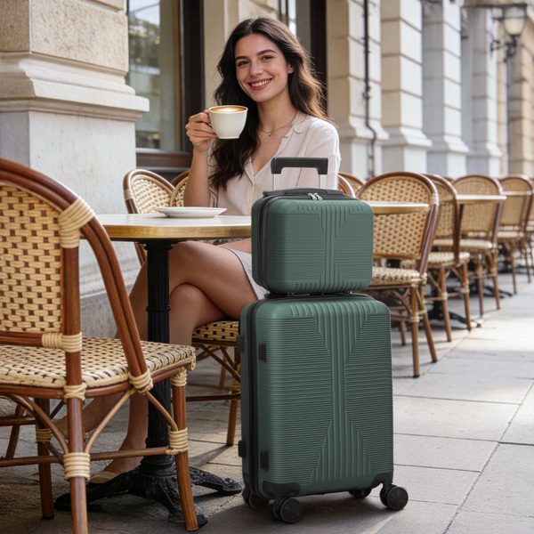非TSA海关锁二合一 PP拉杆箱 12in 20in PP 墨绿色-3