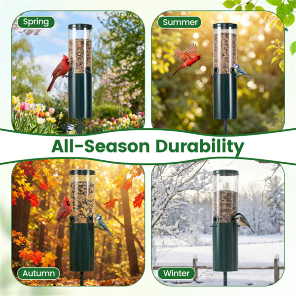 防松鼠立式喂鸟器，4个喂食口，采用重型金属和PC结构-11