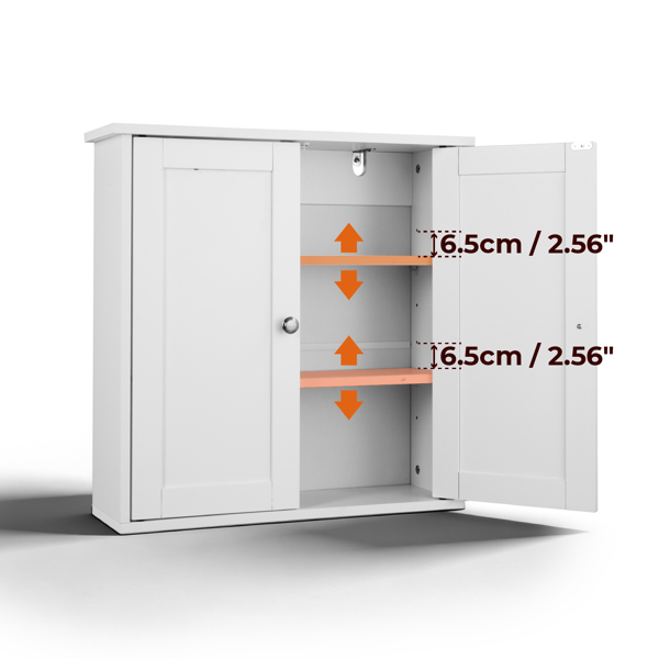 白色 E1密度板喷漆 60*18*60cm 双门2搁架 浴室壁柜-8